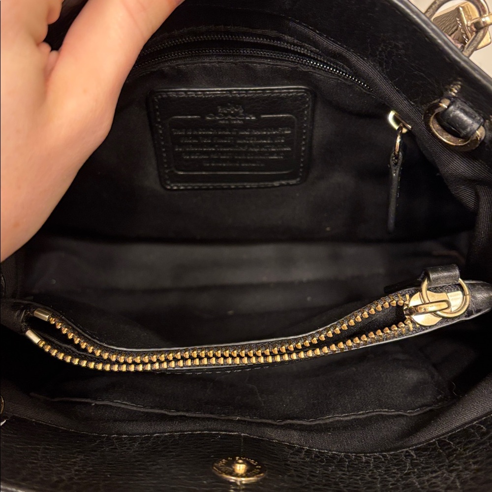 Coach Minetta Two-Tone Black and White Pebbled Leather Shoulder Bag - Picture 9 of 15